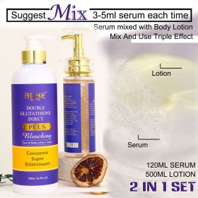AILKE Double Glutathione Serum for Pigmentation & Dark Spots Removal, Remove Blemishes, Whitening Skin, For Men & Women (NET WT: Lotion and Seum)