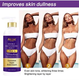 AILKE Double Glutathione Serum for Pigmentation & Dark Spots Removal, Remove Blemishes, Whitening Skin, For Men & Women (NET WT: Lotion)