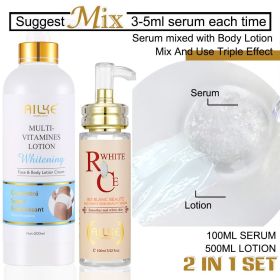AILKE Multi Vitamin Whitening Body Lotion,With Vitamins A,E,B3,B5, Increase Skin Radiance,Even Skin Tone,Daily Moisturizer Cream (Color: 2 in 1 set)